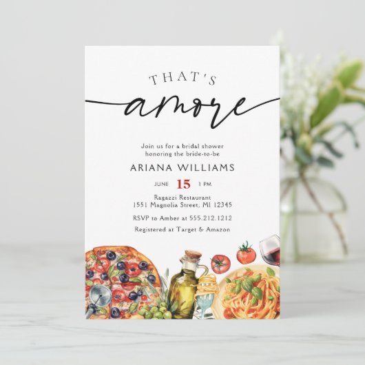 Waterverf Italiaans Dat is Amore Vrijgezellenfeest Kaart (Staand voorkant)