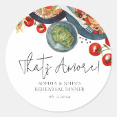 Waterverf Italiaans eten Dat is amore gunsten Ronde Sticker (Voorkant)