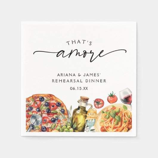 Waterverf Italiaans eten Dat is Amore Servet (Voorkant)