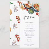 Waterverf Italiaans eten pasta diner Menu (Voorkant / Achterkant)