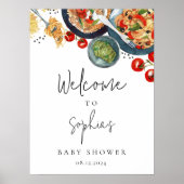 Waterverf Italiaans Food Baby shower Welkomstbord Poster (Voorkant)
