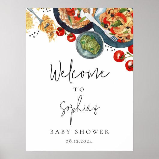 Waterverf Italiaans Food Baby shower Welkomstbord Poster (Voorkant)