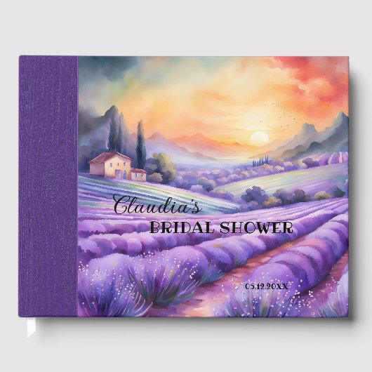 Waterverf Italiaans Lavendel Land Vrijgezellenfees Gastenboek (Voorkant)