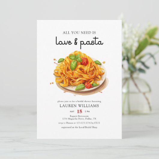 Waterverf Italiaans liefde en pasta Vrijgezellenfe Kaart (Staand voorkant)