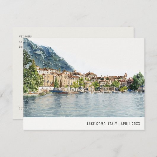 Waterverf Italiaans reizen bij het meer van Como N Briefkaart (Voorkant / Achterkant)