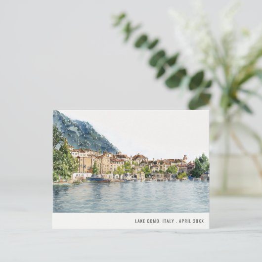 Waterverf Italiaans reizen bij het meer van Como N Briefkaart (Staand voorkant)