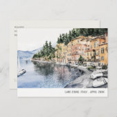 Waterverf Italiaans reizen bij het meer van Como N Briefkaart (Voorkant / Achterkant)
