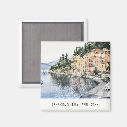 Waterverf Italiaans reizen bij het meer van Como N Magneet (Voorkant / Achterkant)