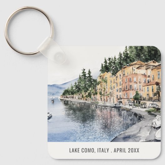 Waterverf Italiaans reizen bij het meer van Como N Sleutelhanger (Voorkant)