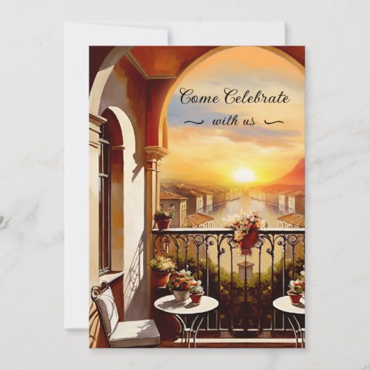 Waterverf Italiaans Sunset Wedding Kaart (Voorkant)