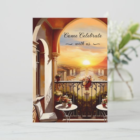 Waterverf Italiaans Sunset Wedding Kaart (Staand voorkant)