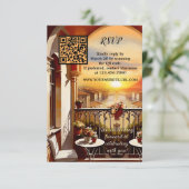 Waterverf Italiaans Sunset Wedding RSVP Kaartje (Staand voorkant)