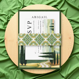 Waterverf Italiaans tegel Mediterraan huwelijk Uitnodigingen Wikkel