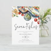 Waterverf Italiaans Zeven Vissen Kerstfeest Kaart (Staand voorkant)