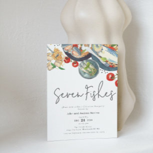 Waterverf Italiaans Zeven Vissen Kerstfeest Kaart