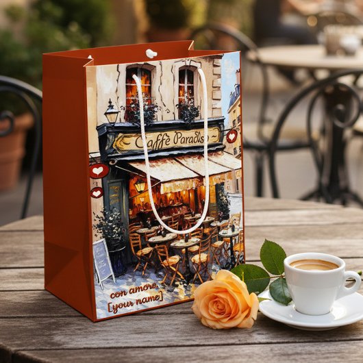 Waterverf Italiaanse koffiebar Medium Cadeauzakje