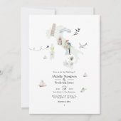 Waterverf Italiaanse QR-code bestemming huwelijk Kaart (Voorkant)