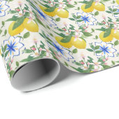 Waterverf Italiaanse Tegel citroenpatroon Cadeaupapier (Rol Hoek)