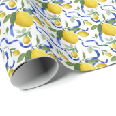 Waterverf Italiaanse Tegel citroenpatroon Cadeaupapier (Rol Hoek)