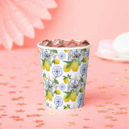 Waterverf Italiaanse Tegel citroenpatroon Papieren Bekers