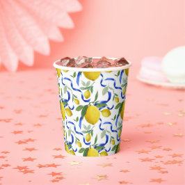 Waterverf Italiaanse Tegel citroenpatroon Papieren Bekers