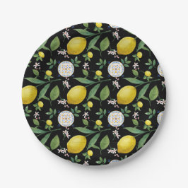 Waterverf Italiaanse Tegel citroenpatroon Papieren Bordje