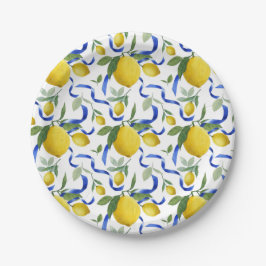 Waterverf Italiaanse Tegel citroenpatroon Papieren Bordje