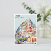 Waterverf Italië Amalfi Coast Travel Briefkaart (Staand voorkant)