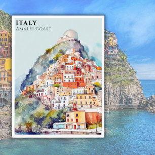 Waterverf Italië Amalfi Coast Travel Briefkaart