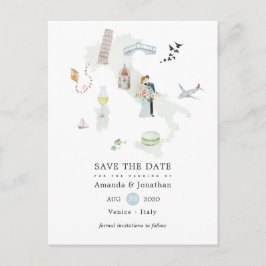 Waterverf Italië Bestemmingsweddenschap Opslaan Da Aankondigingskaart