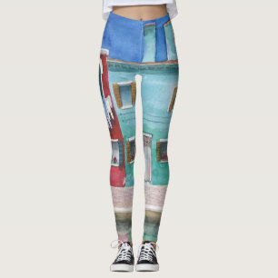 Waterverf Italië: Hand getrokken Leggings