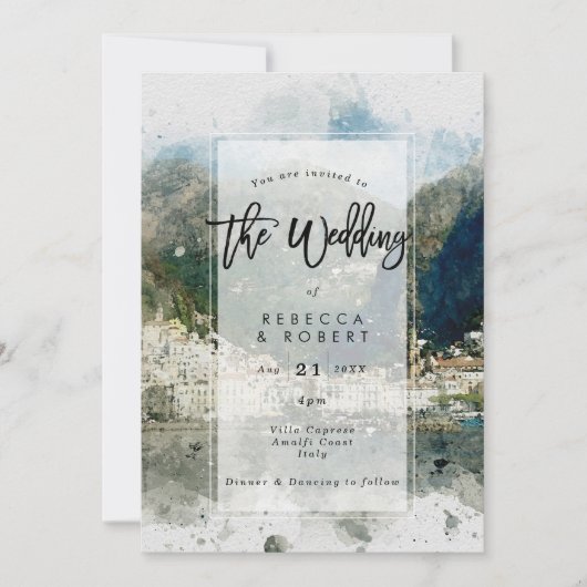 waterverf Italië Moderne huwelijksuitnodiging Amal Kaart (Voorkant)