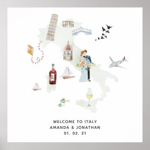 Waterverf Italië Welkomstwoord bestemming Poster