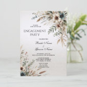 Waterverf Ivoor Blauw Bloem Verloving Uitnodiging (Staand voorkant)