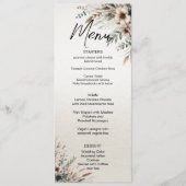 Waterverf Ivoor Blauw Bloemen Bruiloft Menu (Voorkant)