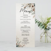 Waterverf Ivoor Blauw Bloemen Bruiloft Menu (Staand voorkant)