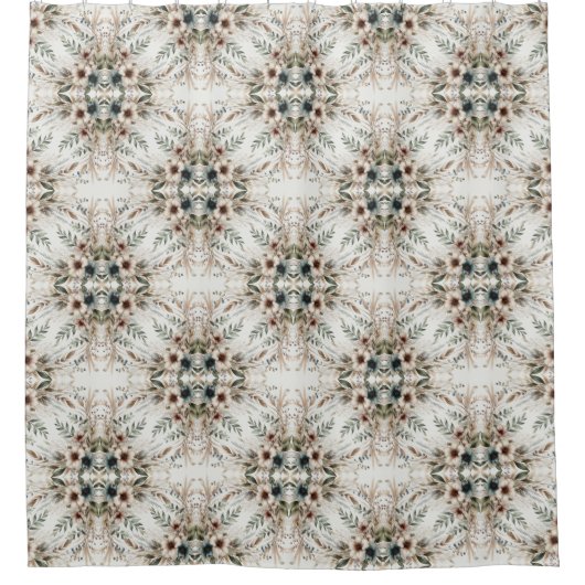 Waterverf Ivoor Blauw Bloemen Douchegordijn (Voorkant)