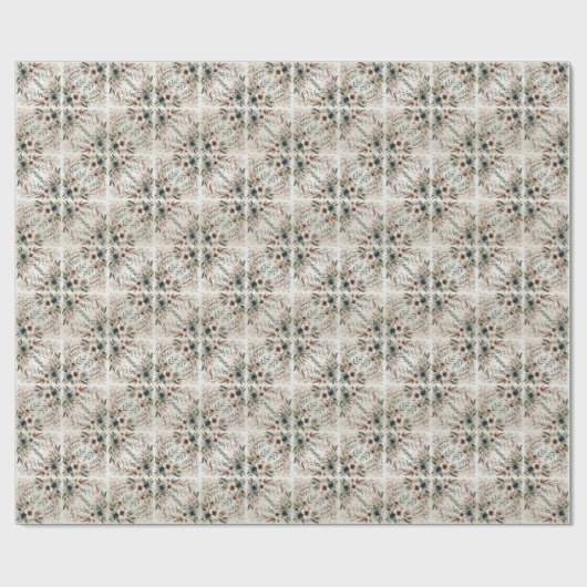 Waterverf Ivoor Blauw Bloemen Inpakpapier (Vlak)