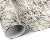 Waterverf Ivoor Blauw Bloemen Inpakpapier (Rol Hoek)