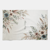 Waterverf Ivoor Blauw Bloemen Keukenhanddoeken (Horizontaal)