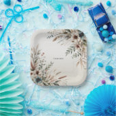 Waterverf Ivoor Blauw Bloemen Papier Bord (Feest)