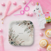 Waterverf Ivoor Blauw Bloemen Papier Bord (Feest)