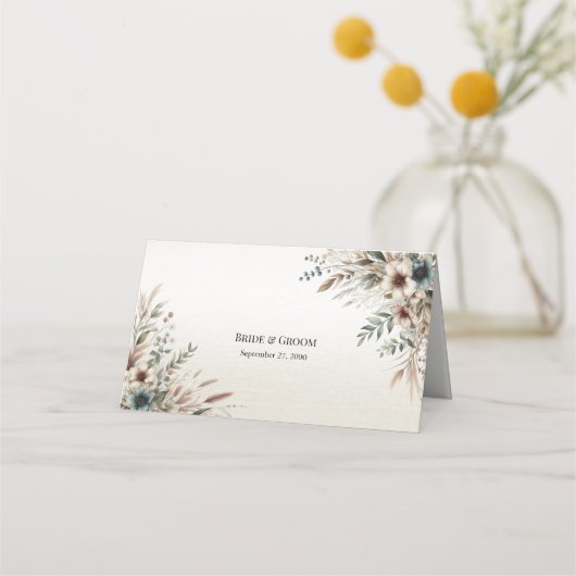 Waterverf Ivoor Blauw Bloemen Plaats Kaart Plaatskaartje (Achterkant)