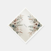 Waterverf Ivoor Blauw Bloemen Servetten (Hoek)