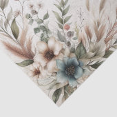 Waterverf Ivoor Blauw Bloemen Tissue Papier (Detail)