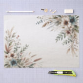 Waterverf Ivoor Blauw Bloemen Tissue Papier (Craft)