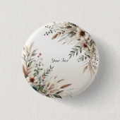 Waterverf ivoor blauwe bloemen knoop ronde button 3,2 cm (Voorkant)