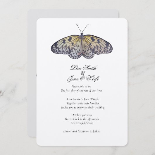 Waterverf ivoor Butterfly Weddenschap Kaart (Voorkant / Achterkant)