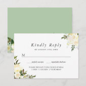 Waterverf Ivoor Chic Floral RSVP met Maaltijdkeuze (Voorkant / Achterkant)