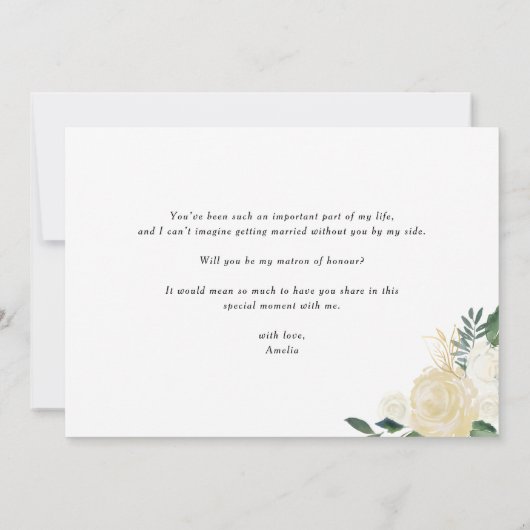 Waterverf Ivoor Floral Garland Matron of Honor (Achterkant)